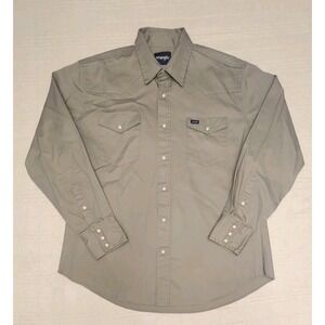 Wrangler Pearl Snap Button Up Shirt Men XL Gray Heavyweight Chore Western Cowboy
